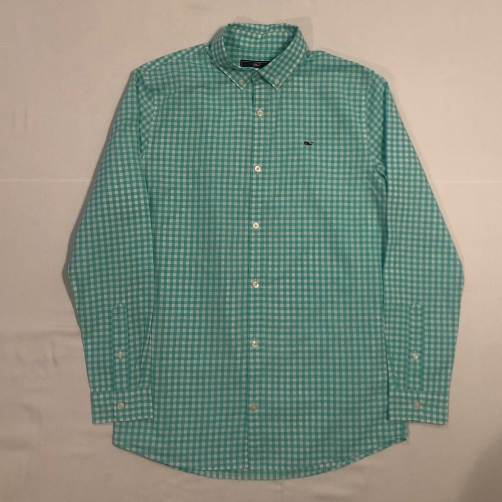 Vineyard Vines Boys Classic Gingham Whale Shirt